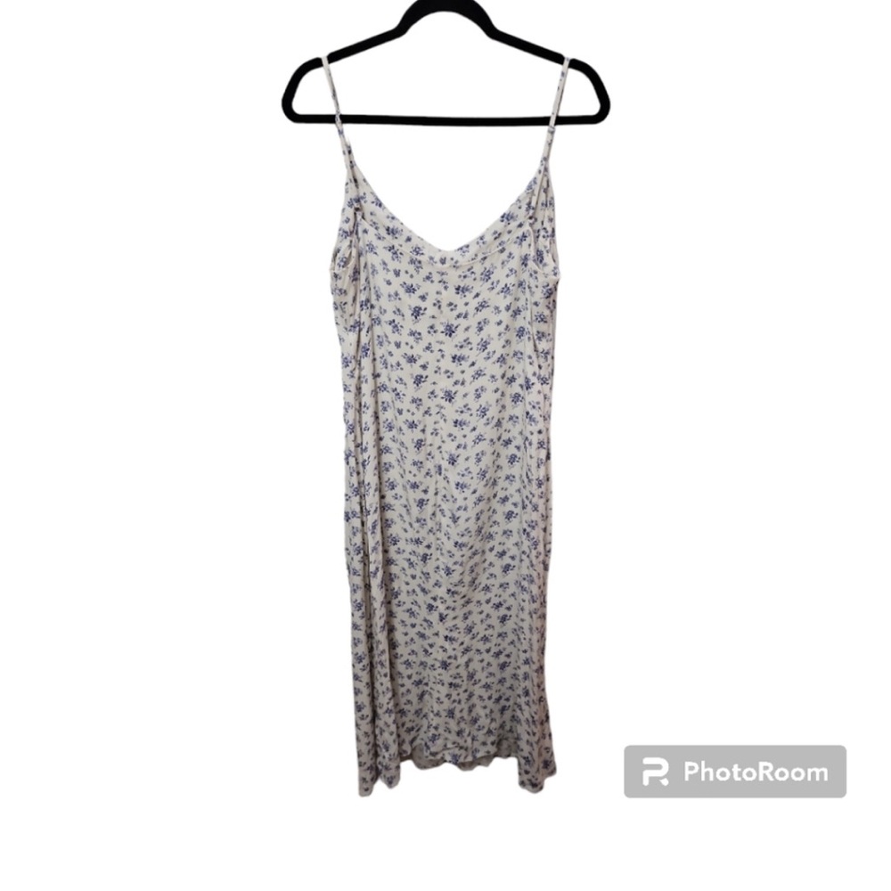 Reformation Size 12 Crimini Blue Floral Print Sleeveless Midi Dress in "Gracie"